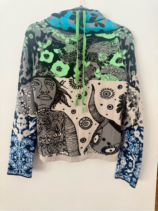 Tops - EUC Vintage-Inspired Mixed-Media Graphic Hoodie
